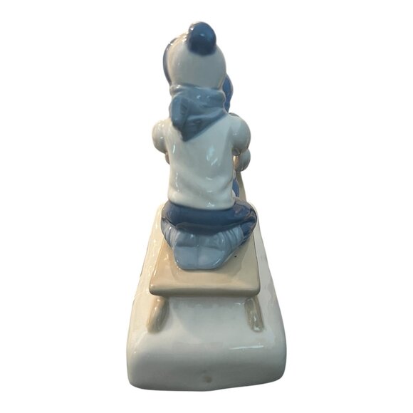 Vintage Paul Sebastian 1992 Children On Sled Porcelain Figurine 6" X 6" X 3" Mad - Picture 2 of 7
